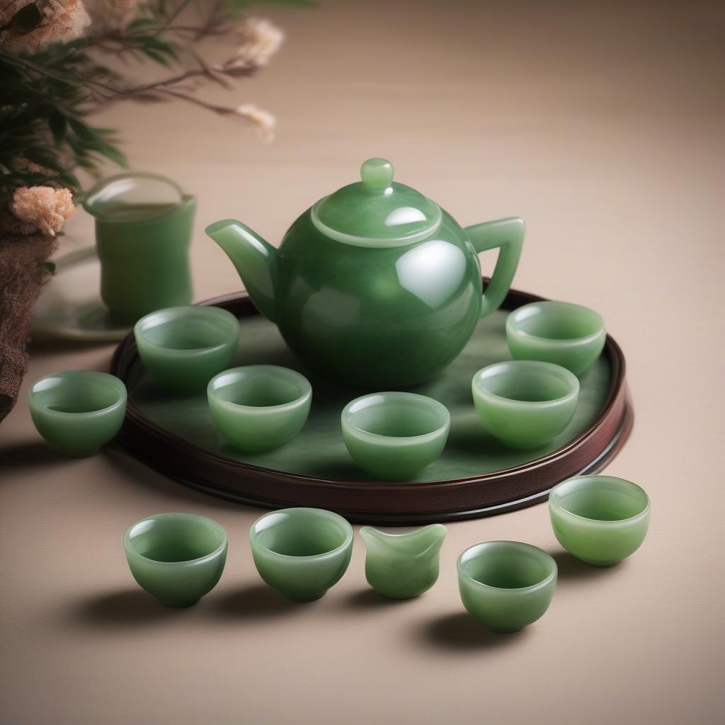 Bộ Ấm Chén Đá Quý Ngọc Jade