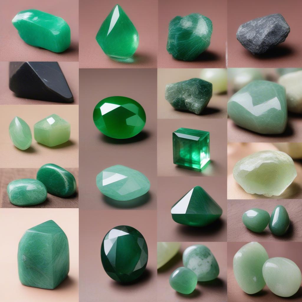 Các loại đá xanh phong thủy phổ biến như ngọc bích, thạch anh xanh, aventurine