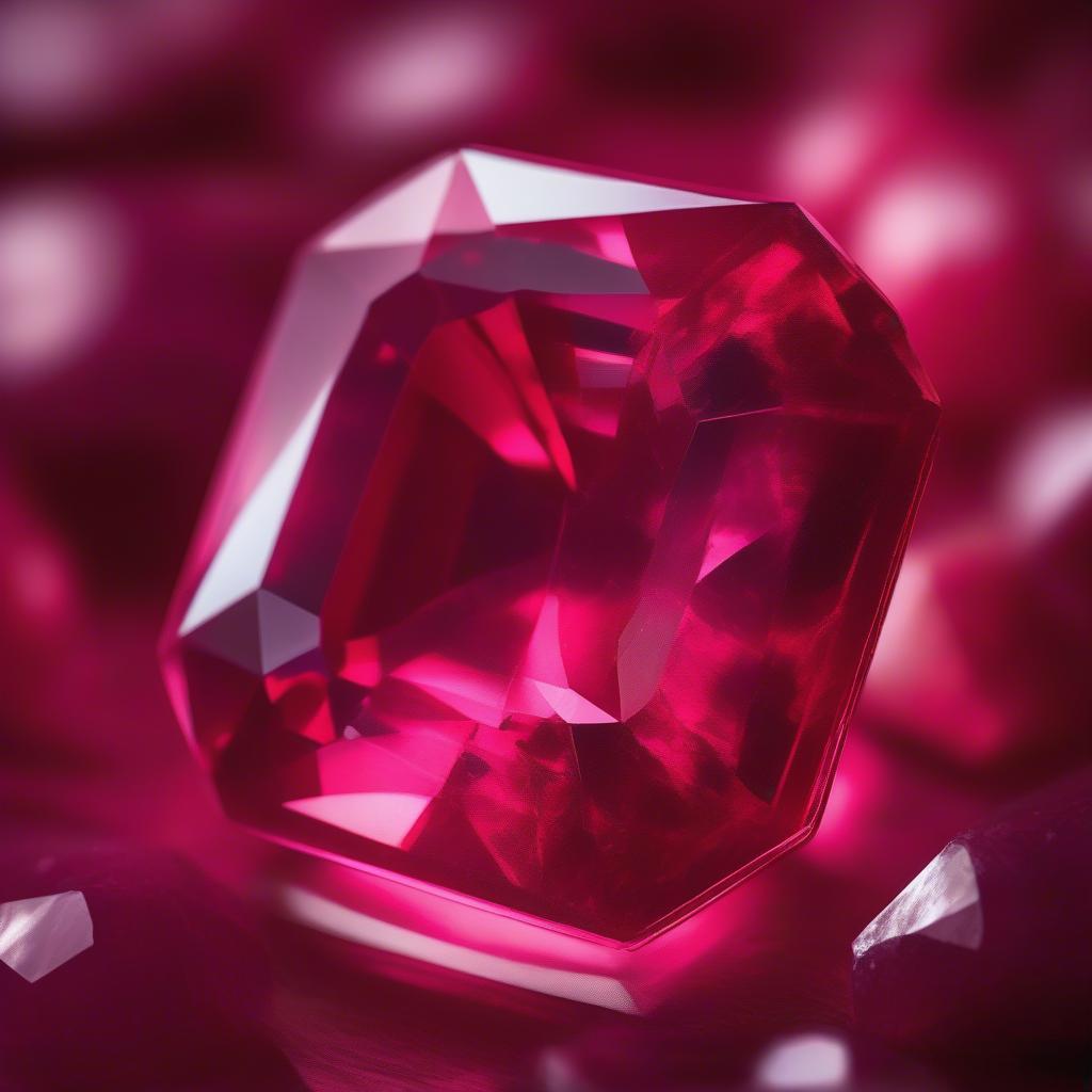 Chụp ảnh đá quý thiên nhiên Ruby đỏ rực rỡ với ánh sáng tự nhiên.