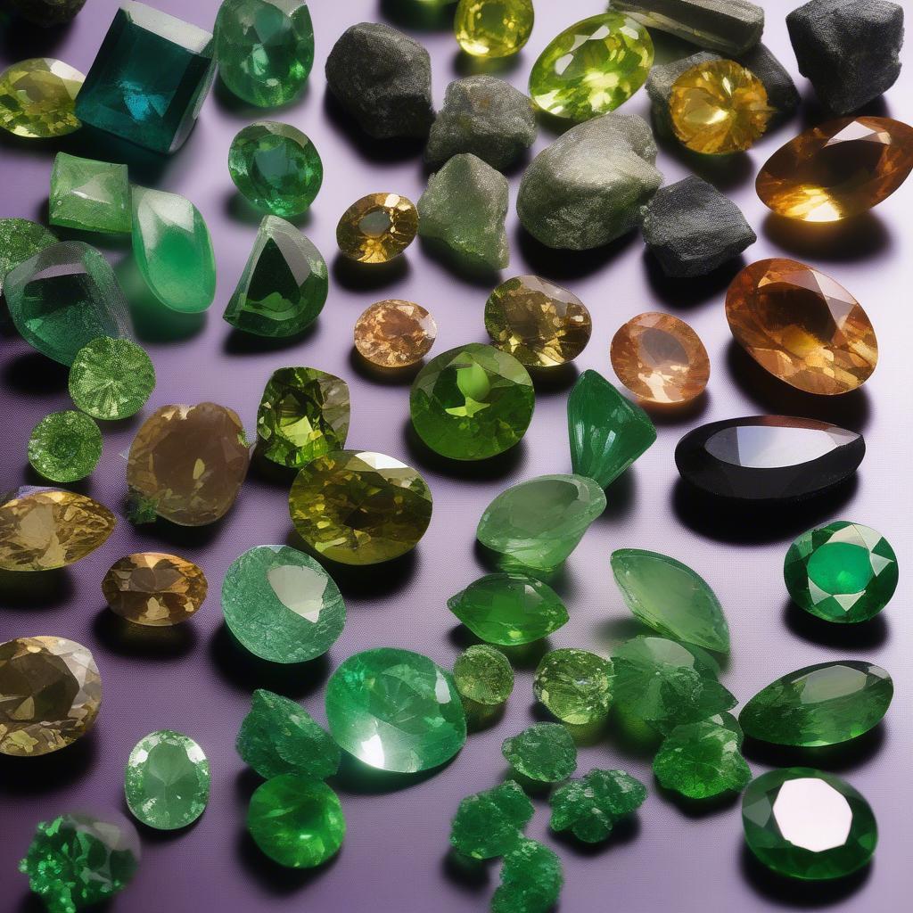 Hình ảnh các loại đá quý hiếm khác như Demantoid Garnet, Poudretteite, Musgravite...