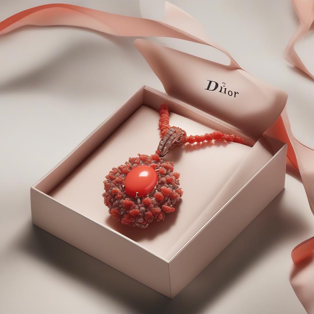 Dây chuyền Dior mặt huyết san hô - món quà ý nghĩa