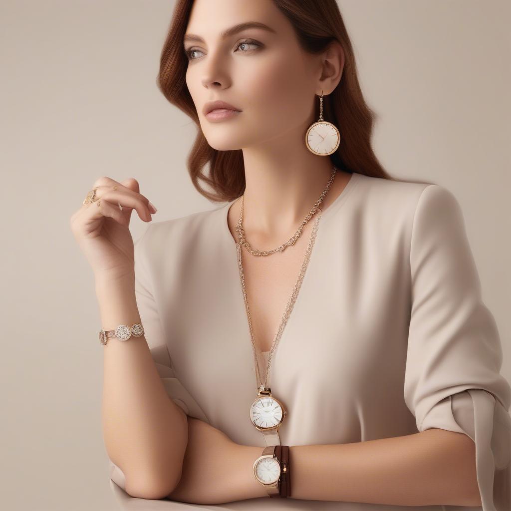 Đồng hồ Anne Klein mặt tròn dây da - phụ kiện phong cách