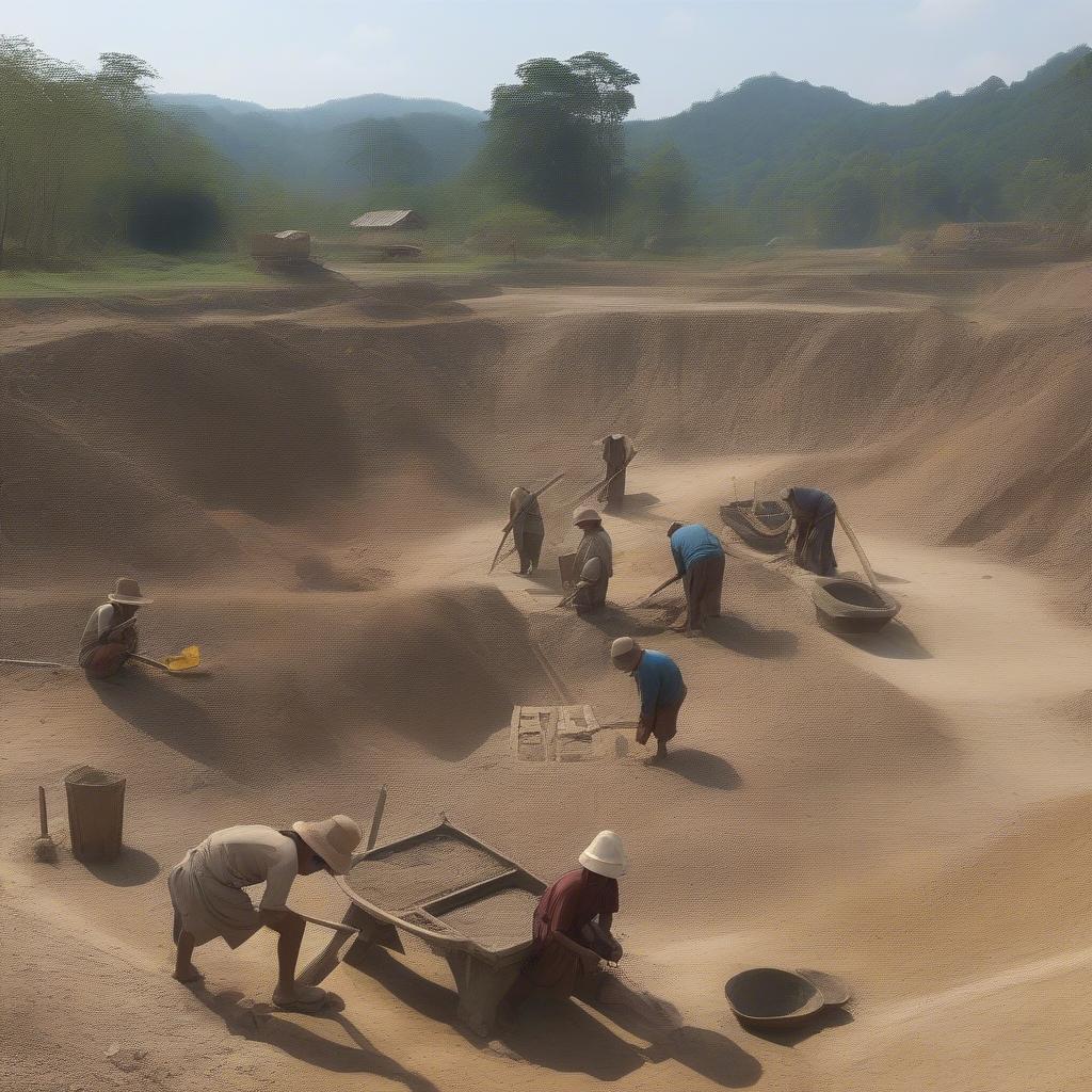 Khai thác đá quý Myanmar thời cổ đại