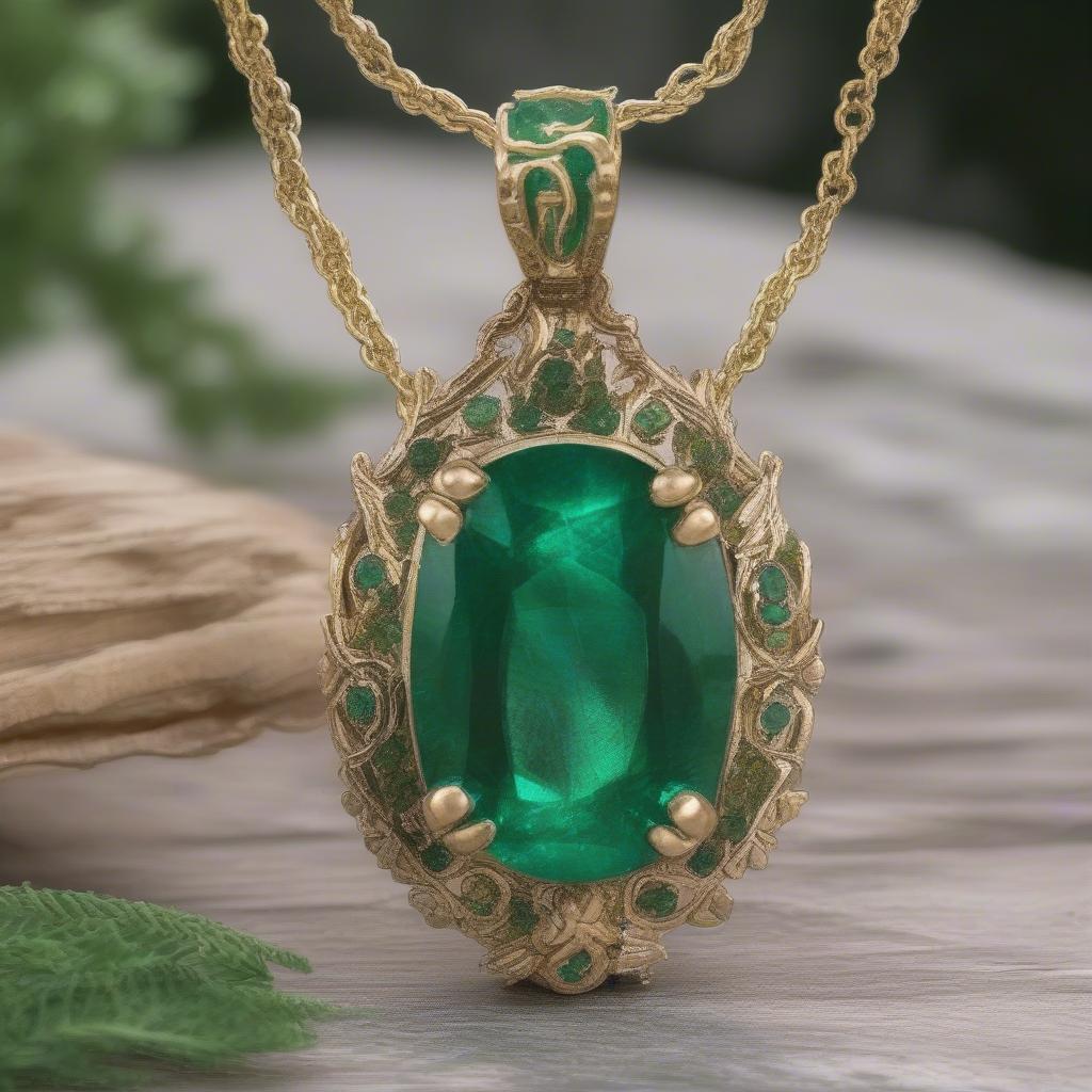 Mặt dây chuyền đá emerald hợp mệnh Mộc và Hỏa, mang lại may mắn và thịnh vượng.