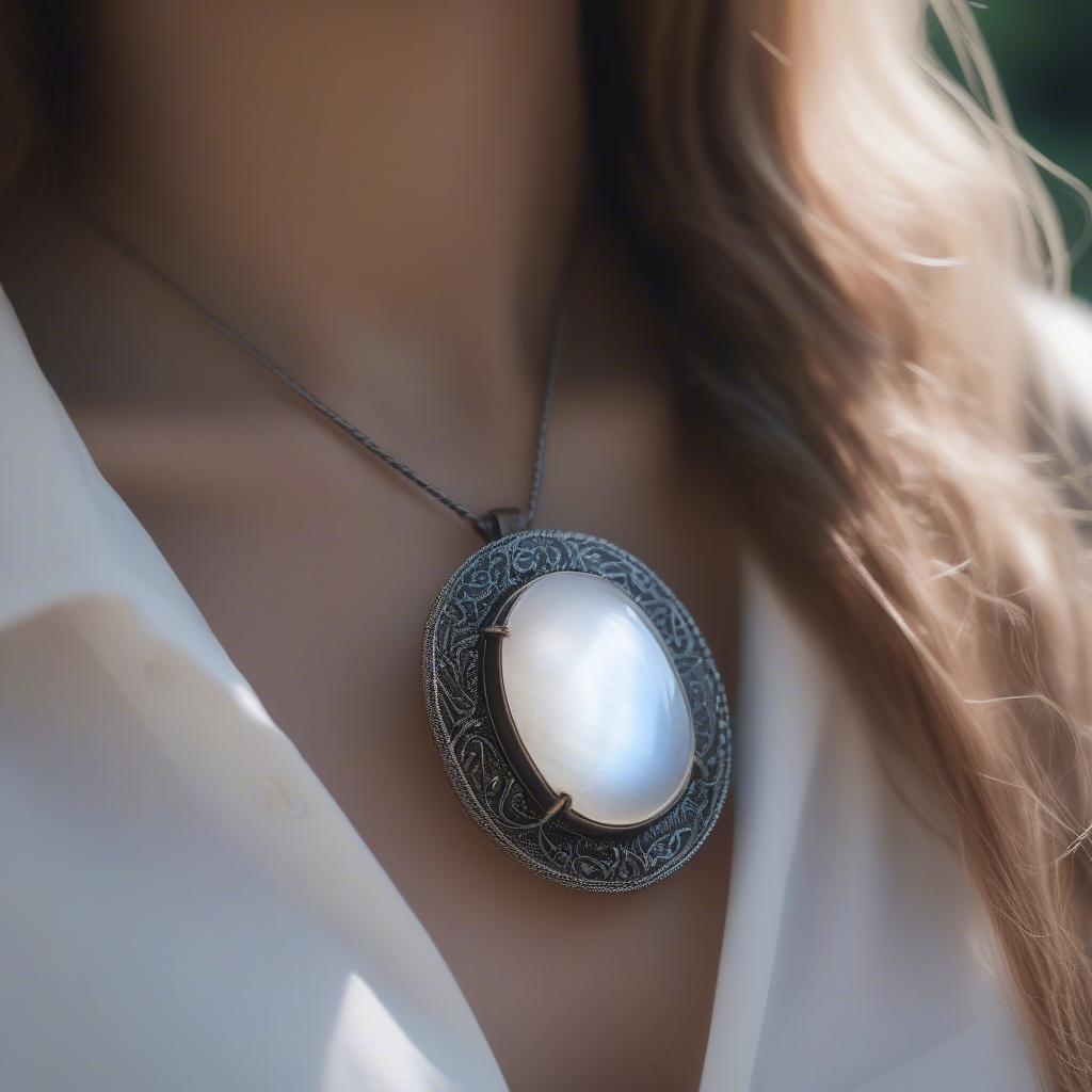 Mặt Dây Chuyền Moonstone Thực Tế