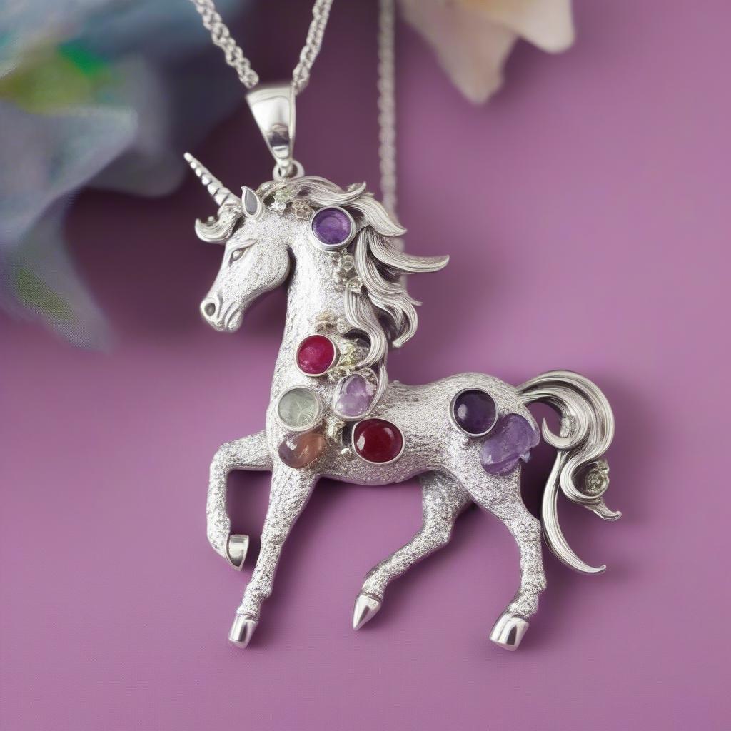 Mặt Dây Chuyền Unicorn Đá Quý