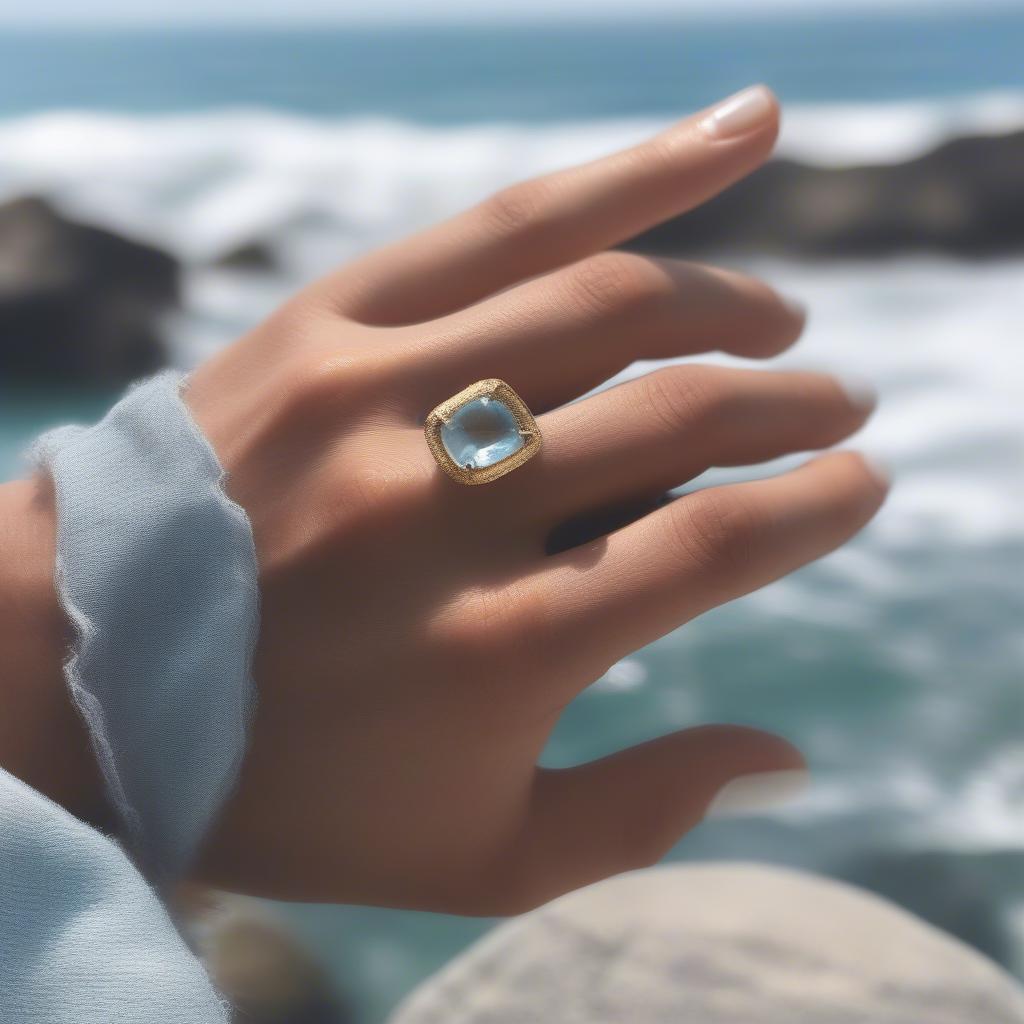 Nhẫn Đá Aquamarine Cho Mệnh Thủy