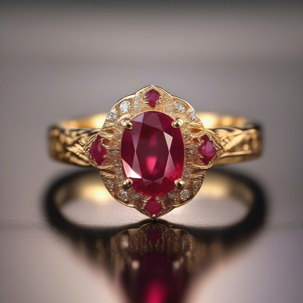 Nhẫn nữ đá ruby vàng 18k quý phái và sang trọng