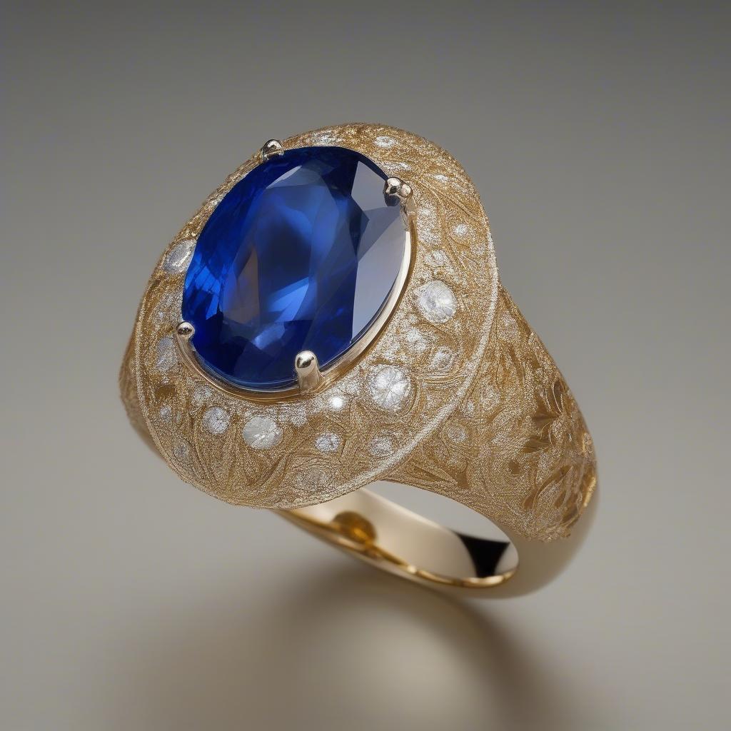 Nhẫn vàng đính đá quý sapphire sang trọng