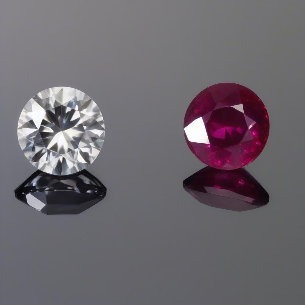 Phân biệt đá quý thật giả qua hình ảnh: So sánh đá Ruby thật và giả.