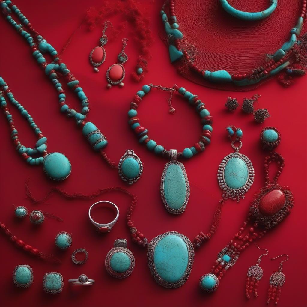 Trang sức turquoise đỏ phong thủy