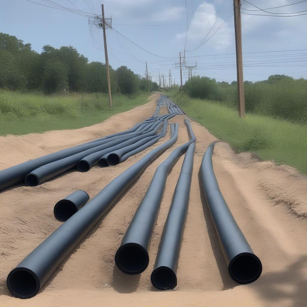 Ống nhựa HDPE cho rãnh thoát nước gần đường dây điện