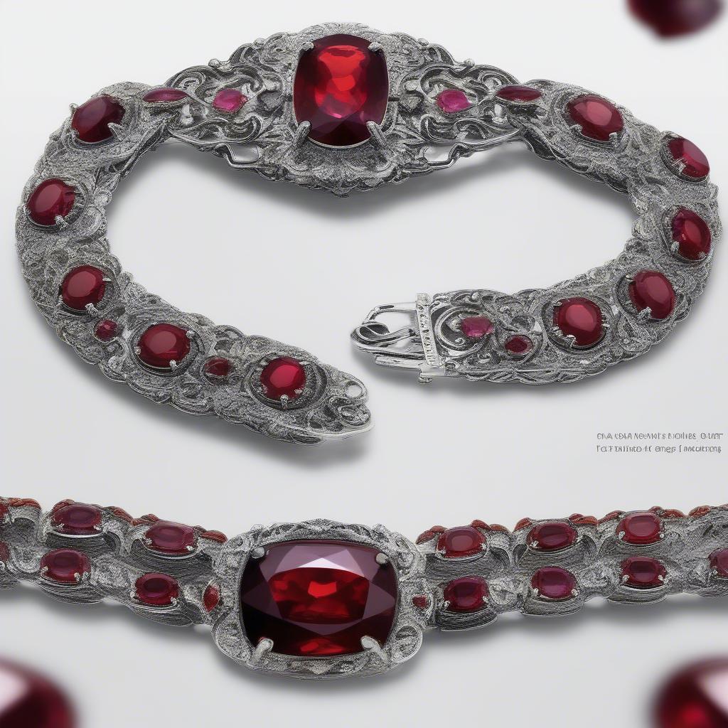 Vòng đeo tay đá Garnet đỏ đậm