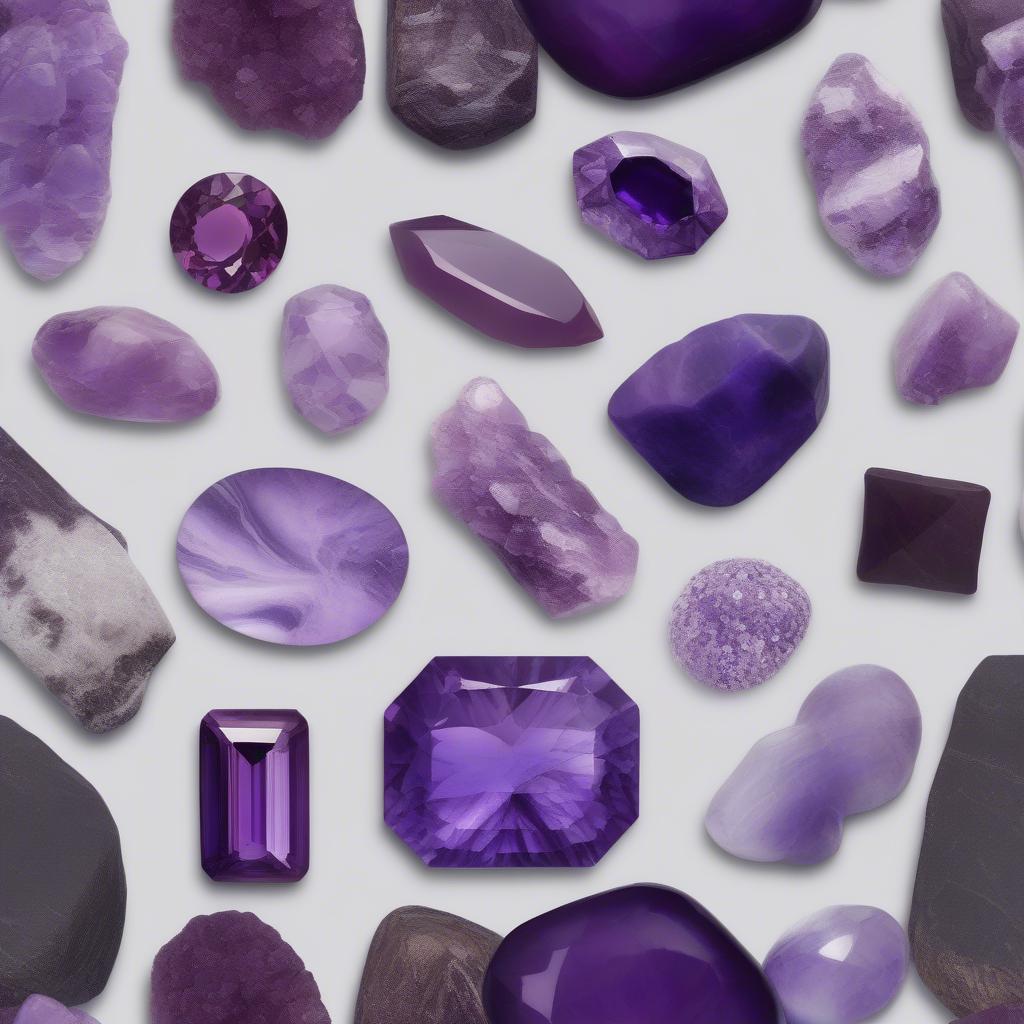 Đá Amethyst, Charoite và Sugilite.