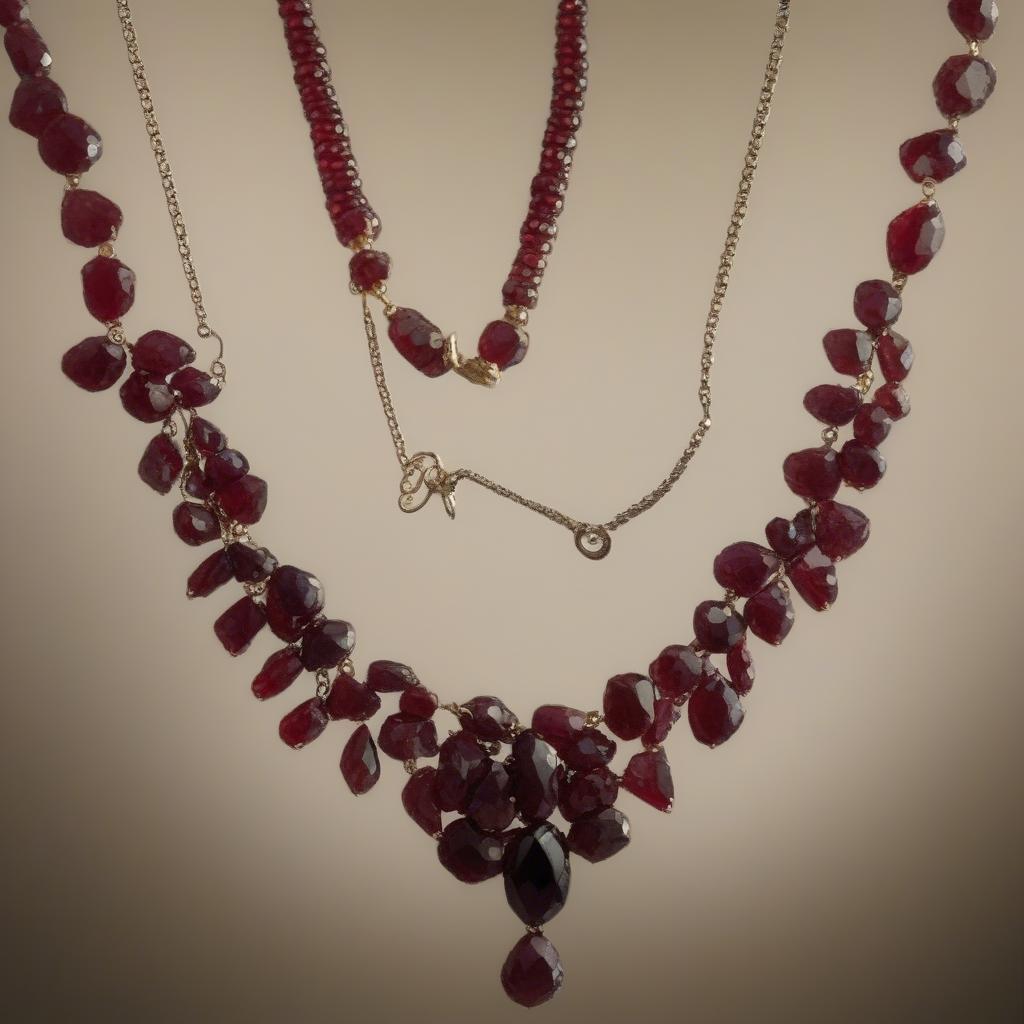 Dây Chuyền 7 Viên Đá Garnet