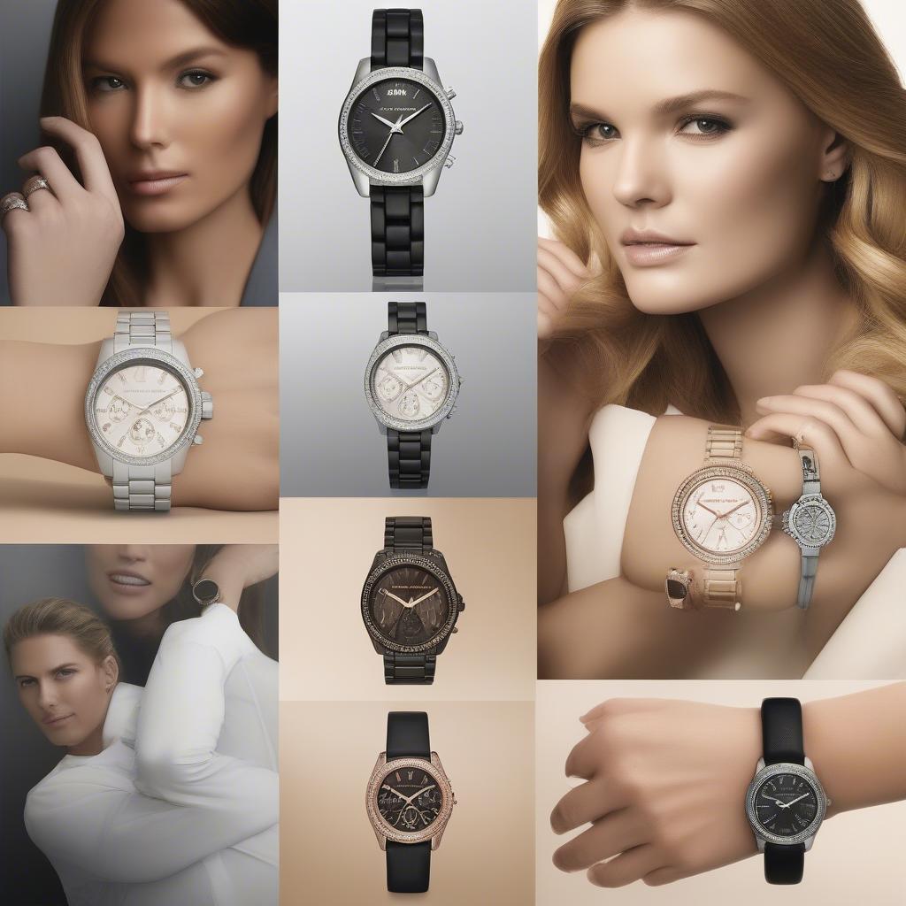 Đồng hồ Michael Kors nữ dây da mặt xoay phong cách