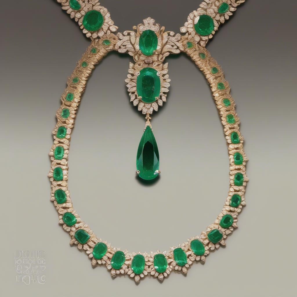 Vòng cổ đá quý emerald xanh lục tinh tế và sang trọng