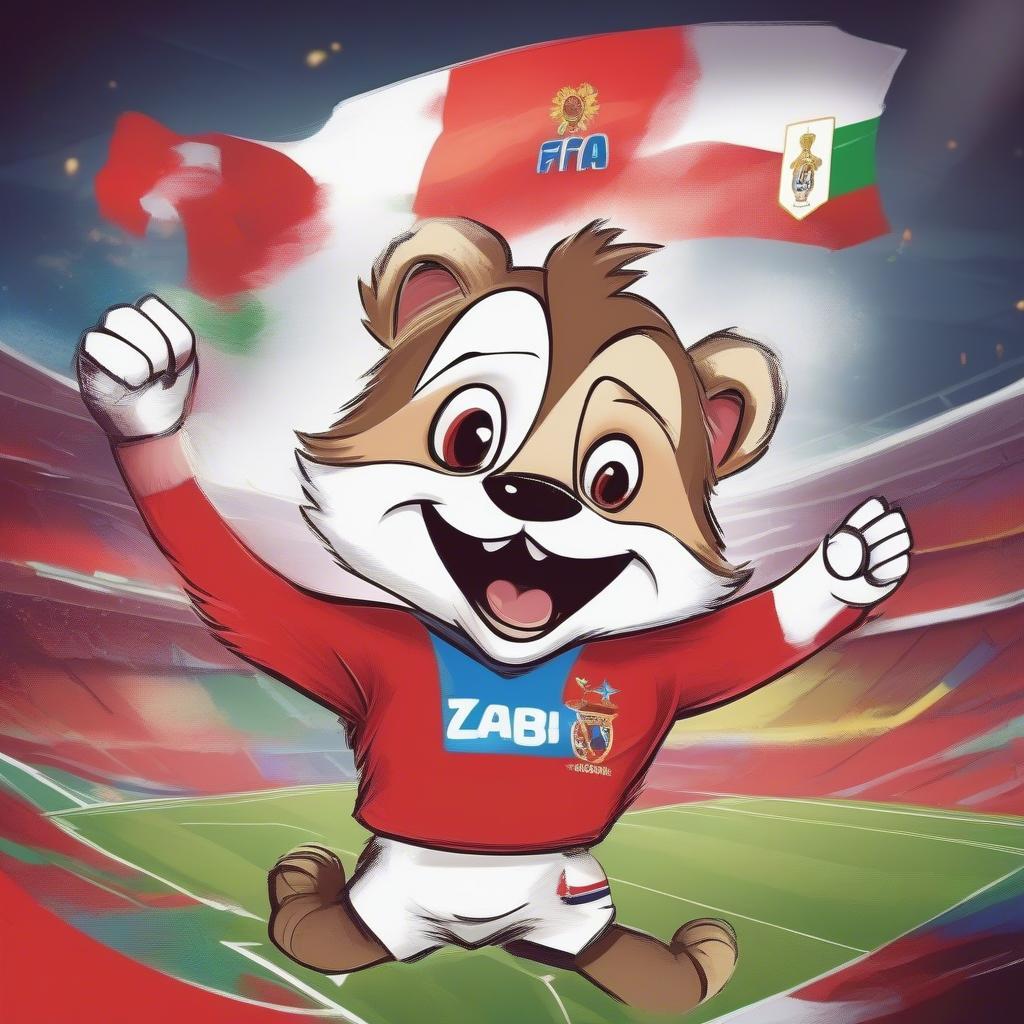 Zabivaka xuất hiện trên sân cỏ, cổ vũ tinh thần cho các đội bóng và người hâm mộ.